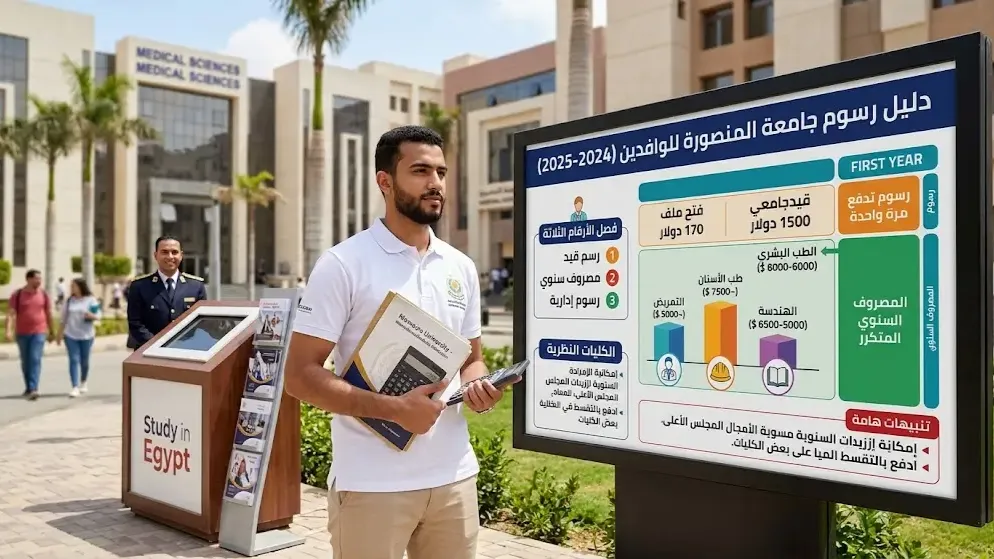 رسوم جامعة المنصورة للوافدين وتكاليف الدراسة بالتفصيل
